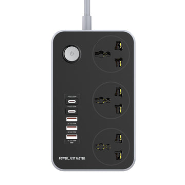 Multi-Port Extension Board 3 Sockets + USB-C &Universal Surge Protection Sockets With 2M Heavy Wire