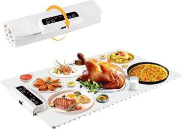 Food Warming Mat – Roll Up Food Warmer with Fast & Even Heating, Rollable Silicone Hotplate
