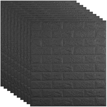 3D Design Wallpaper for Walls, Self Adhesive PE Foam Brick Design Stickers/DIY for Wall for Living Room Decor Home, Hotel, Bedroom Cafe (70 x 77cm, Appx. 5.8Sq Feet) (Black Brick, 1)