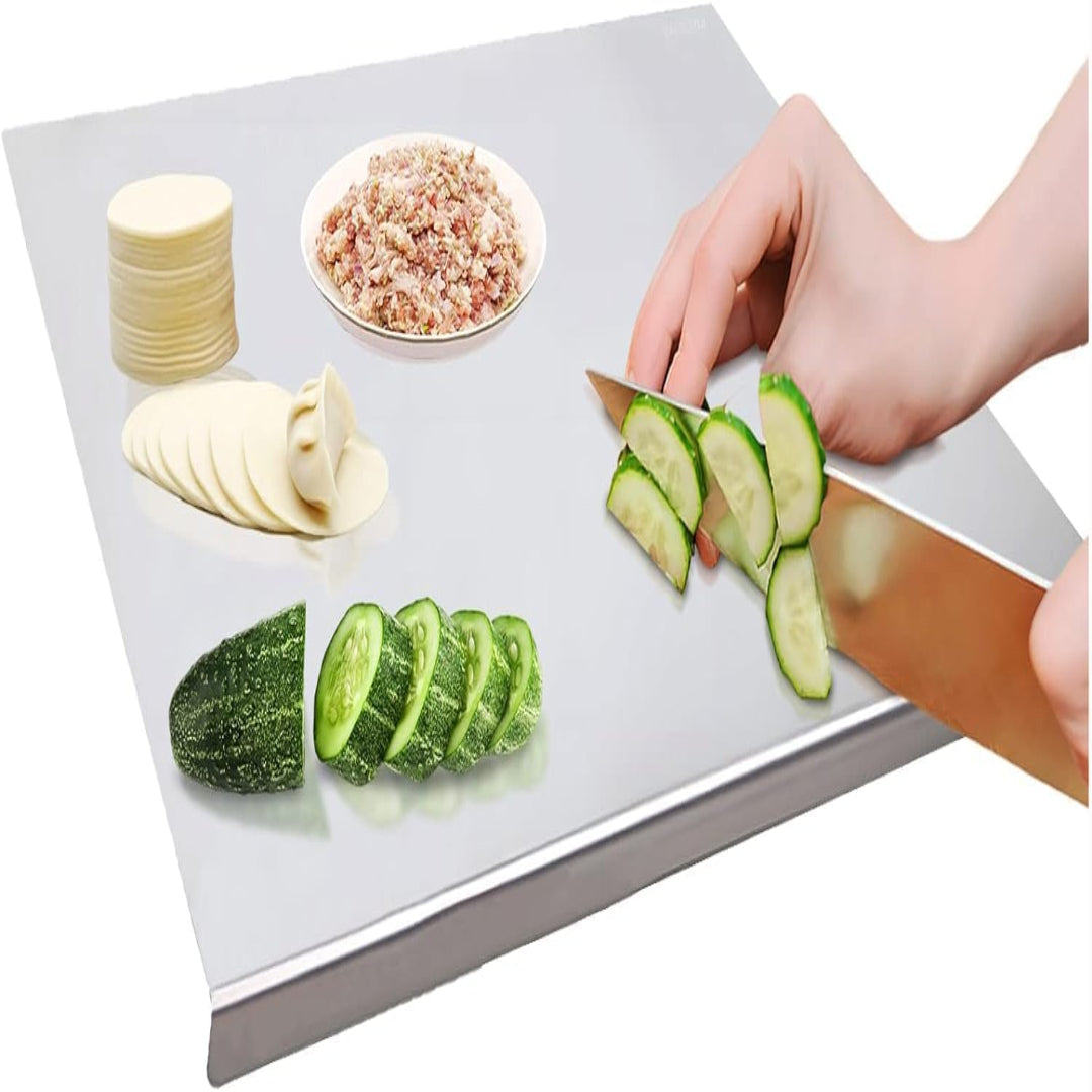 Stainless Steel Chopping Board Fruit Vegetable Meat Fish Cutting Non Slip| Rust Proof Easy to use 304 Grade Large Counter Top Big Size Heavy Duty Platform.