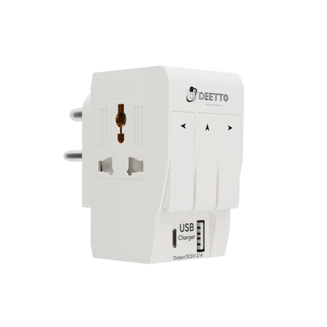 5 in 1 Multi Plug Outlet Extender Splitter3-Sided Swivel Power Strip Spaced Vertical sockets Splitter Adapter for Home, Office, Travel.