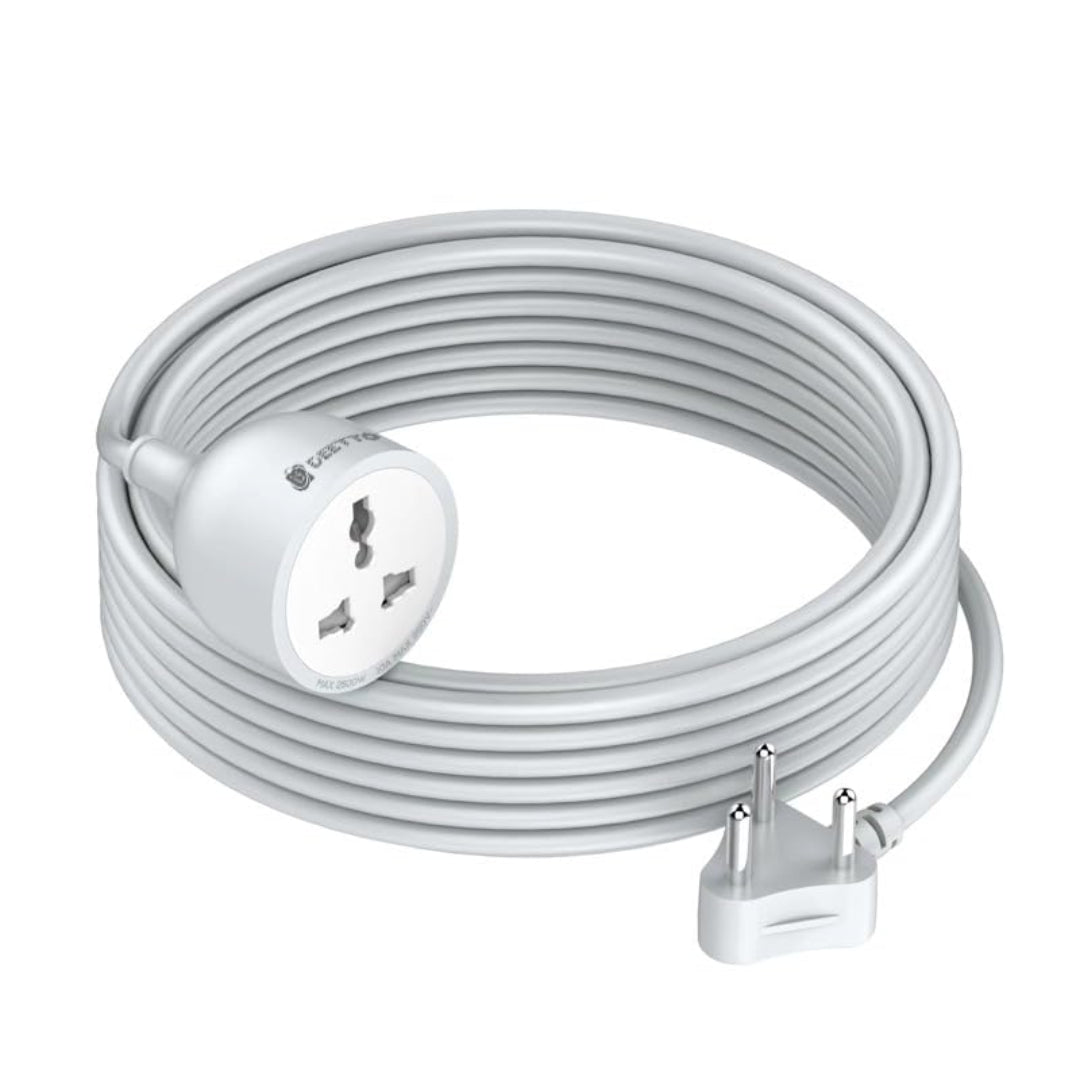 Extension Board with 5 Meters Heavy Duty Long Wire Cord, Single Outlet Socket 2500W 10A Expandable Electric Extension, 3 pins Extension Cord for Indoor Outdoor Use.