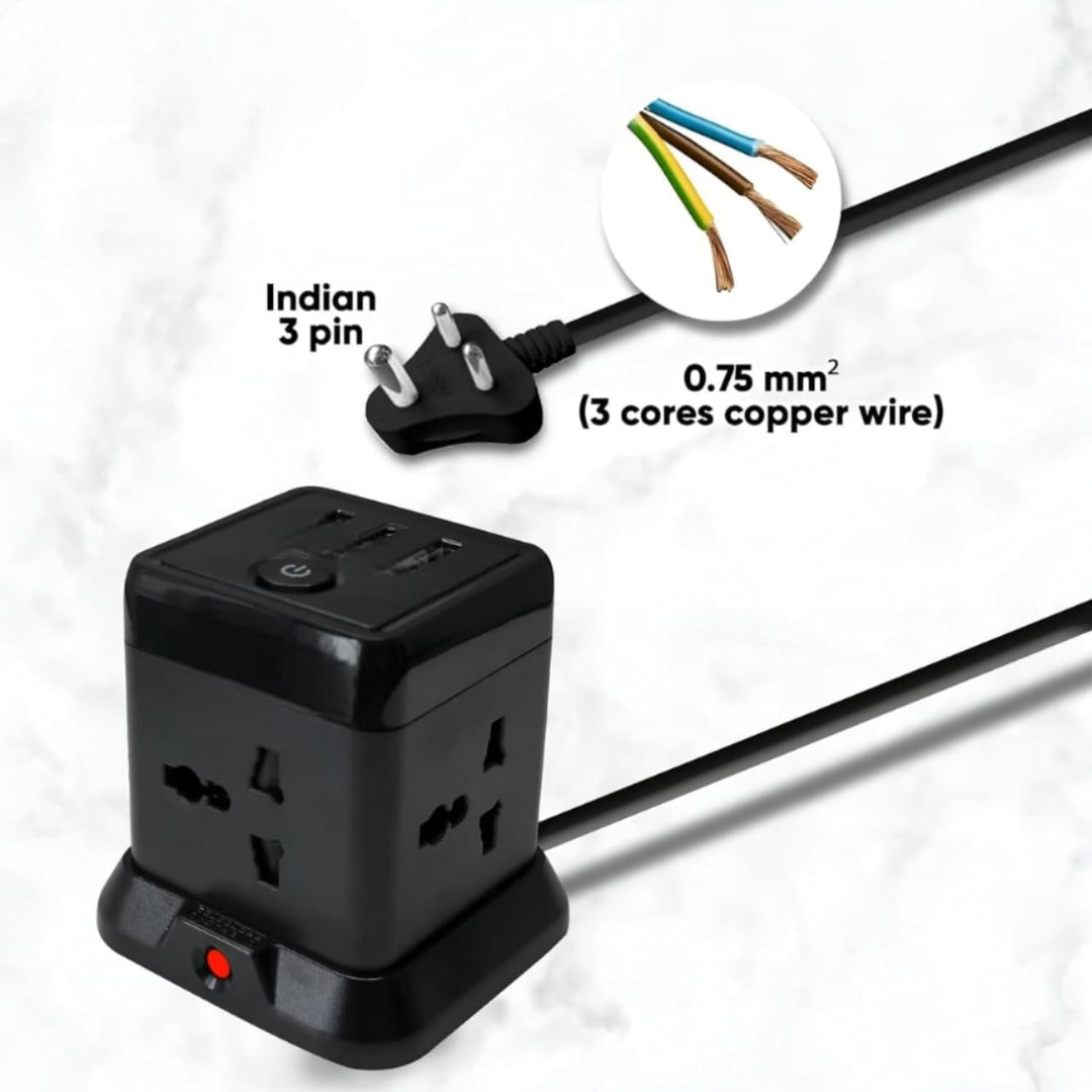 smart multi plug,Power Strip with USB, Vertical Cube Mountable Power Outlet with 4 Outlets, 3 USB & -C PD20W Ports, 5 Feet Extension Universal Sockets.