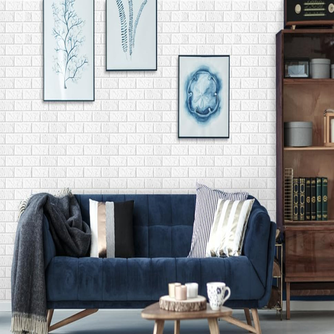 3D Design Brick Wallpaper - Self Adhesive PE Foam Panel Wall Stickers/DIY Wallpaper for Wall Decor, Bathroom, Living Room, and Home Art Decoration (70 x 77cm, Appx.5.3Sq Feet)