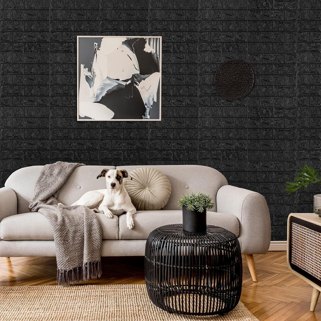 3D Design Wallpaper for Walls, Self Adhesive PE Foam Brick Design Stickers/DIY for Wall for Living Room Decor Home, Hotel, Bedroom Cafe (70 x 77cm, Appx. 5.8Sq Feet) (Black Brick, 1)
